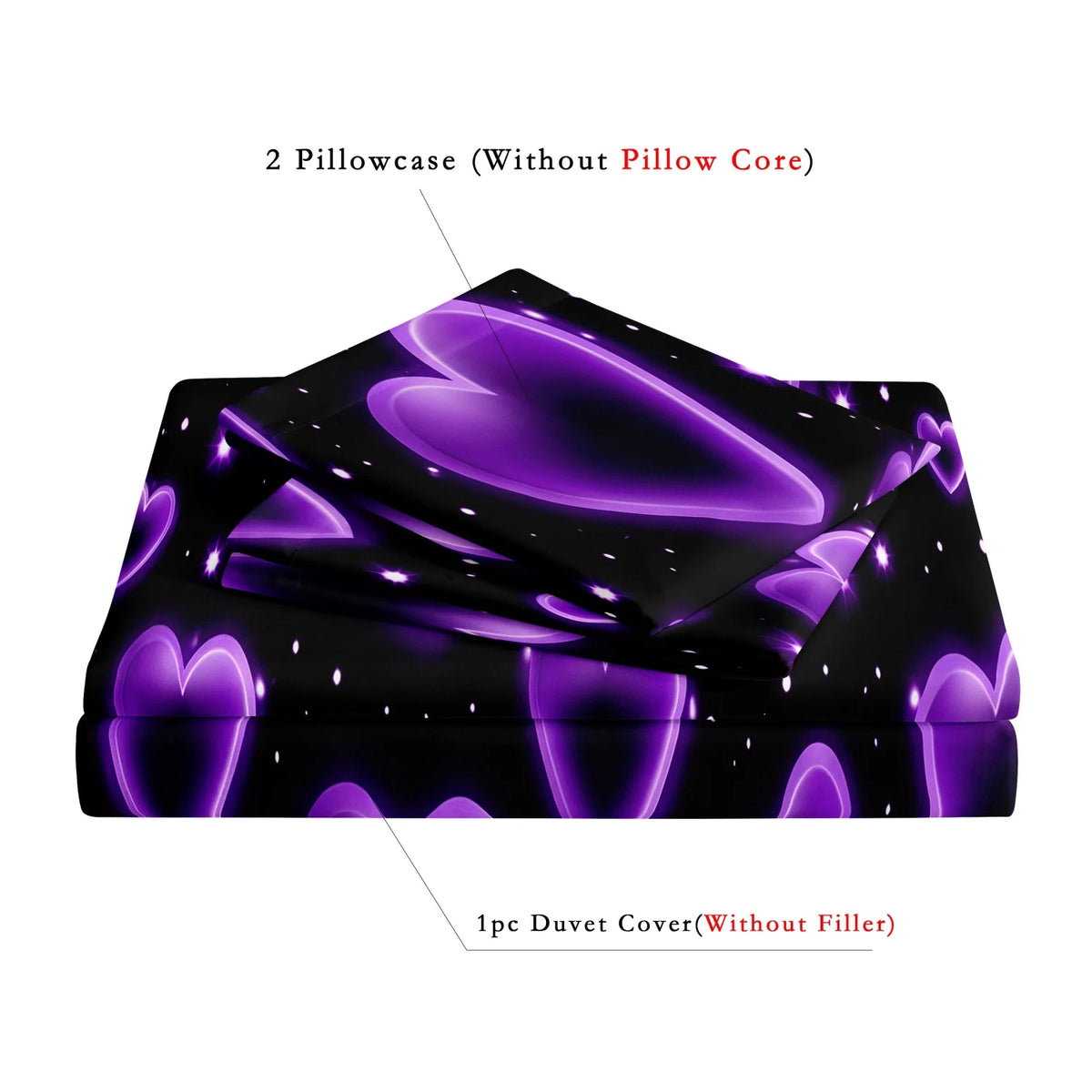 Romantic Purple Hearts Duvet Cover Set