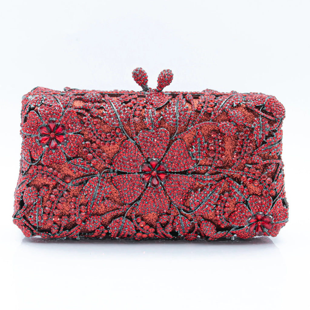 Women's Luxury Floral Rhinestone Evening Clutch Bag