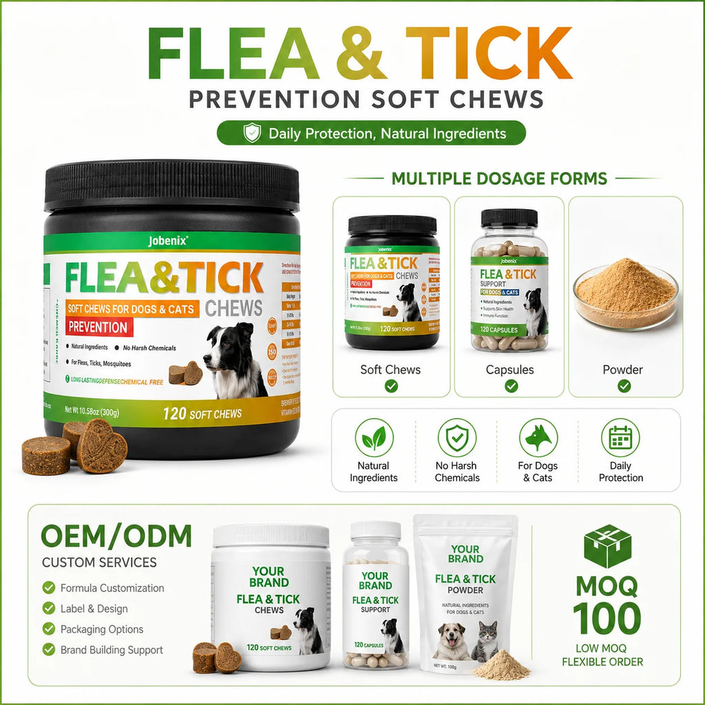 Flea & Tick Soft Chews for Dogs and Cats Skin & Coat Support 120 Count