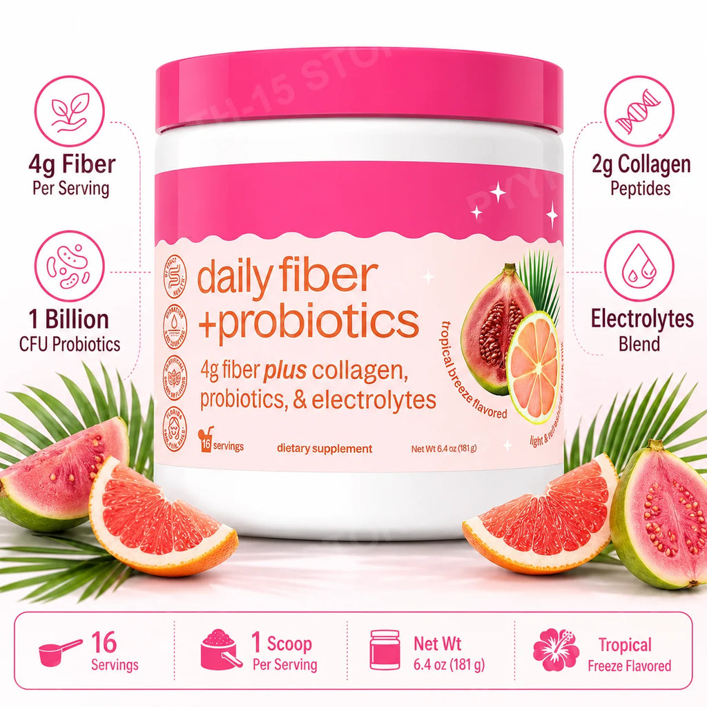 Fiber Probiotics Powder Acacia Collagen Peptides Electrolytes Tropical Breeze 16 Servings