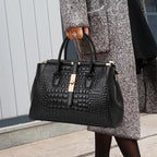 Women's Crocodile Pattern Cowhide Leather Handbag Tote Bag Q1479