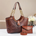 Women's Crocodile Pattern PU Leather Chain Crossbody Bag Set