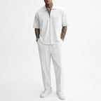 Men's Casual Half-Zip Polo Shirt and Pants Tracksuit Set