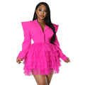 Women's Solid Color Dashiki Long Sleeve Mini Dress