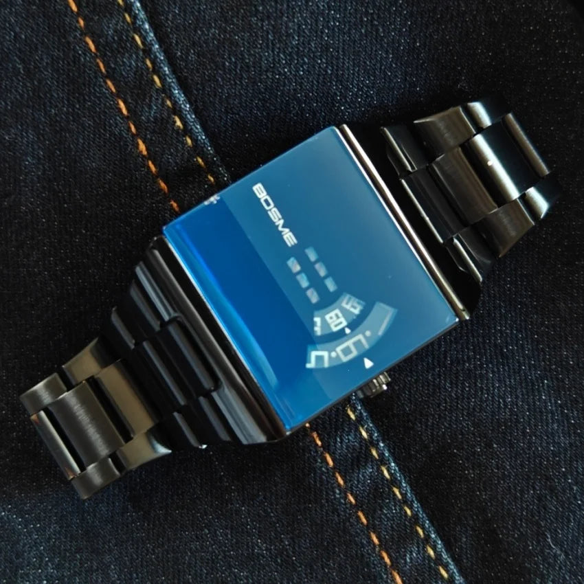 Men's Fashion Square Stainless Steel Quartz Wristwatch