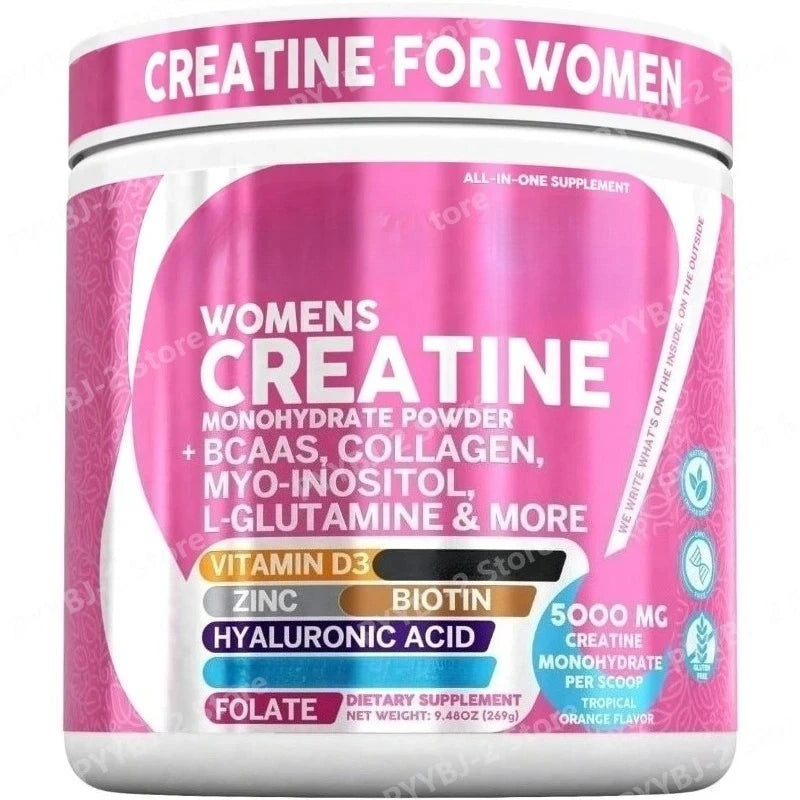 Women's Creatine Monohydrate BCAA Multi-Collagen Biotin Vitamin D3 Tropical Orange Powder