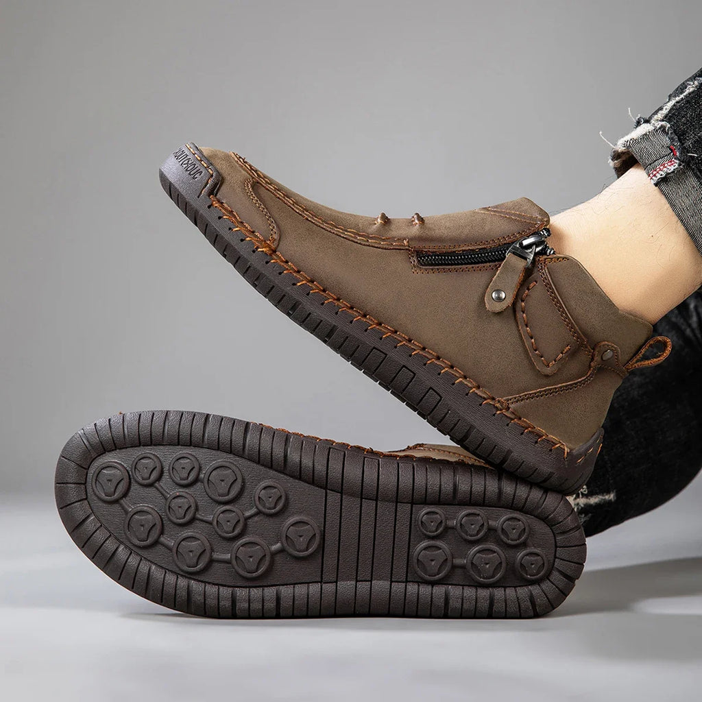 Men's Handmade Leather Ankle Boots Breathable Casual Shoes