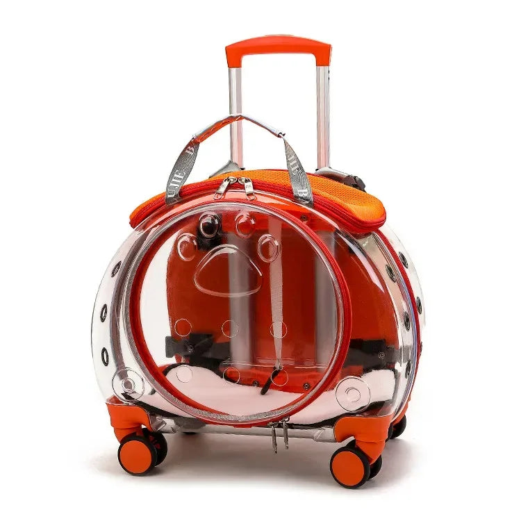 Portable Breathable Rolling Pet Carrier Backpack for Cats Dogs