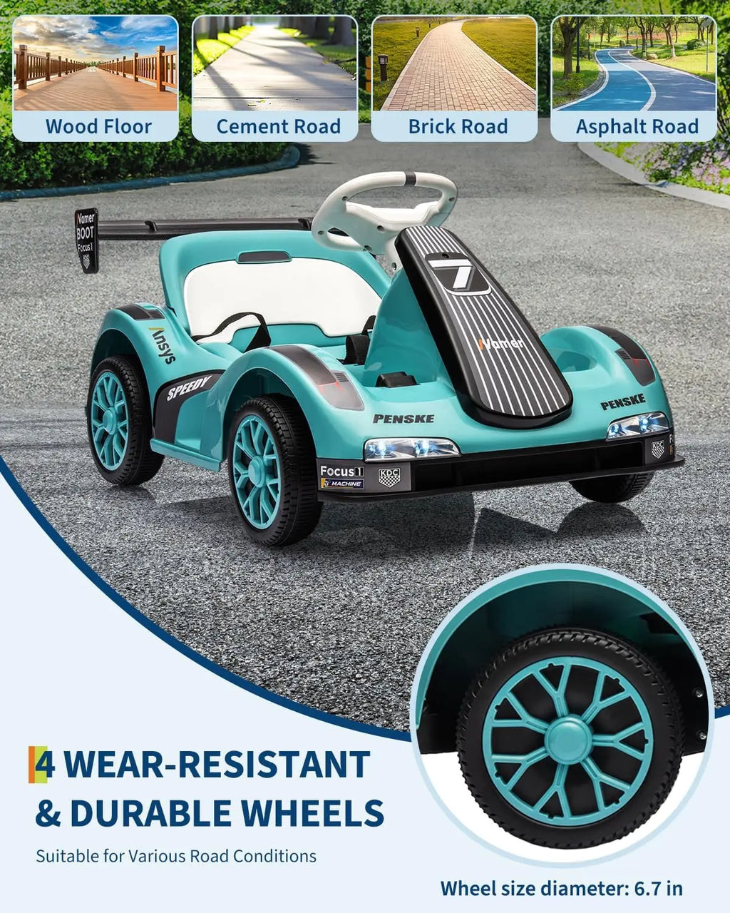 Kids 6V Electric Drift Go Kart Ride-On Toy with Remote Control