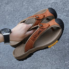 Men's Genuine Cow Leather Anti-Slip Beach Flip Flops