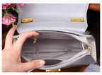 Women's Crocodile Pattern Genuine Leather Saddle Shoulder Crossbody Bag
