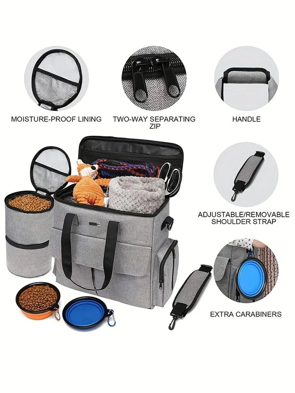 Large 6 PCS Airline Approved Dog Travel Bag Set