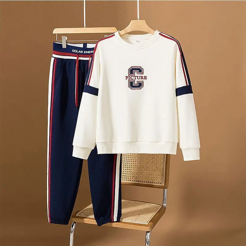 Women's Plush Thickened Round Neck Casual Sports Two-Piece Set