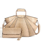 Women's Metal Top Handle PU Leather Large Capacity Shoulder Tote Bag