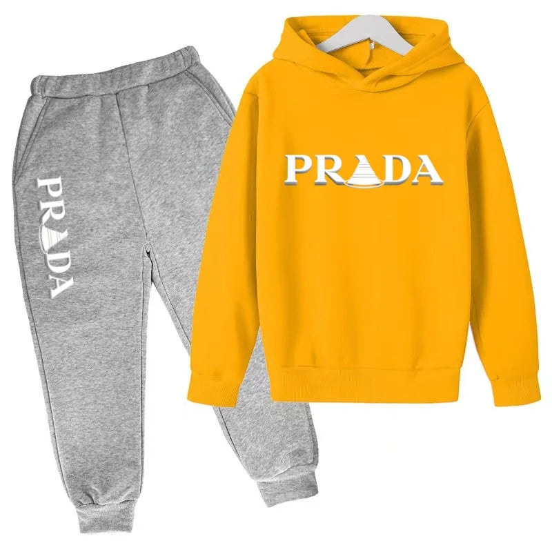 Kids' Printed Hooded Sweatshirt and Pants 2-Piece Set