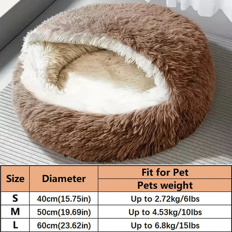 Shell-Shaped Plush Cat Bed for Small Dogs