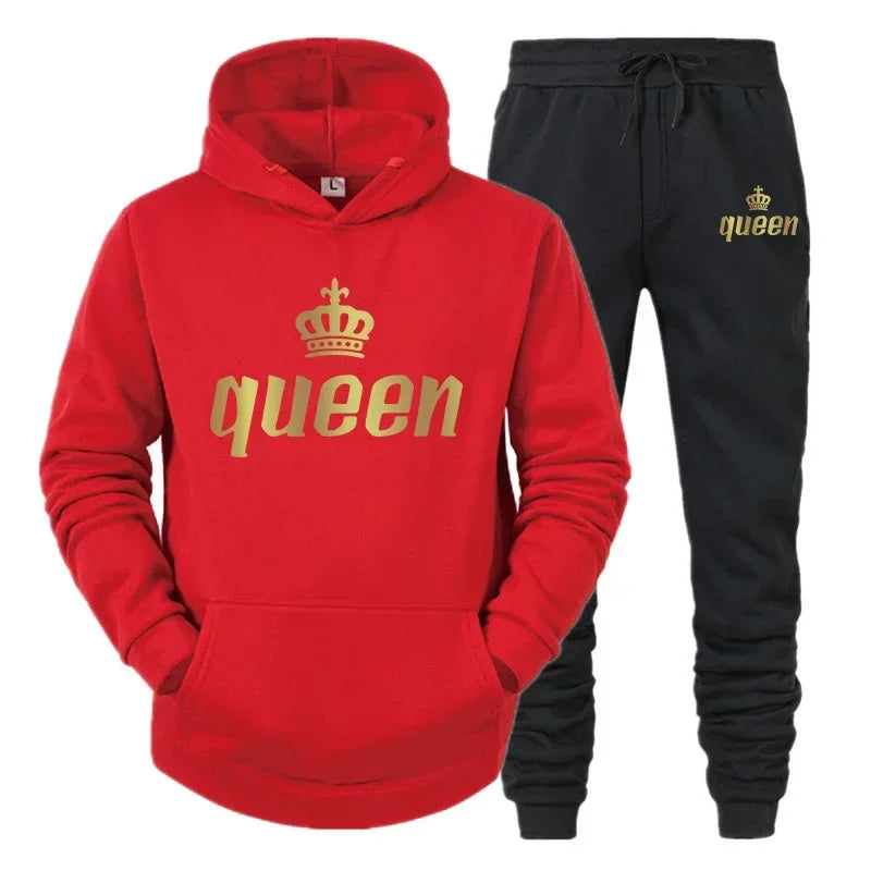 King & Queen Couple Hoodie and Jogger Pants Set
