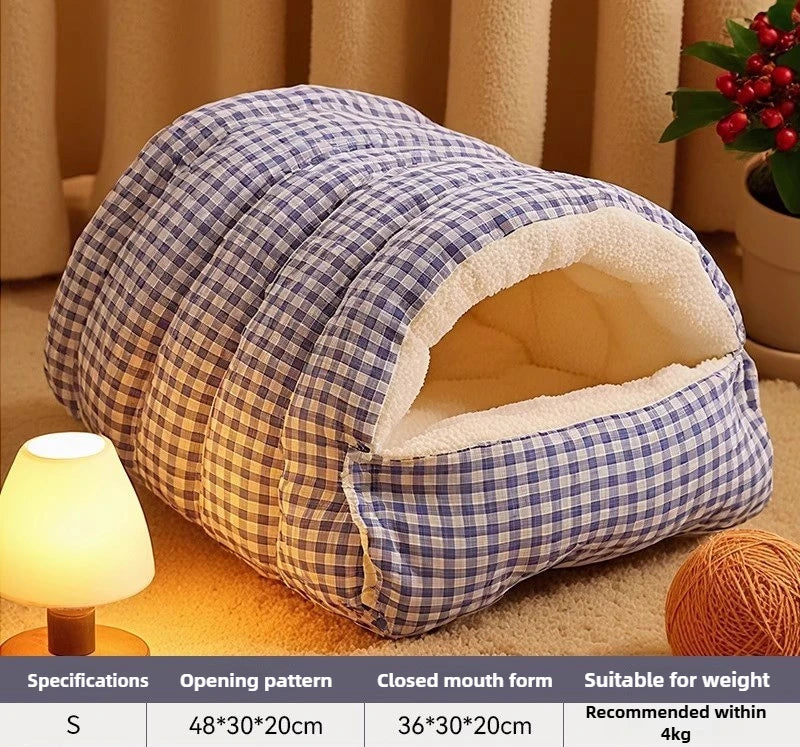 Warm Closed Cave Bed House for Cats Dogs