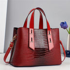 Women's Crocodile Pattern PU Leather Shoulder Tote Bag