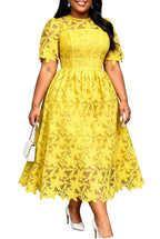 Women's Elegant Hollow Out Lace A-Line Maxi Dress