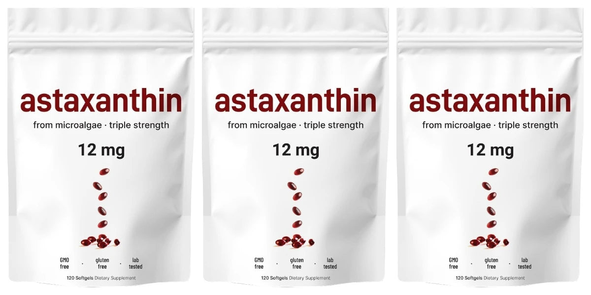 Astaxanthin 12mg Plant-Based Microalgae Dietary Supplement Softgels