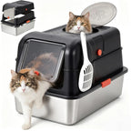 Enclosed Stainless Steel Cat Litter Box for Cats