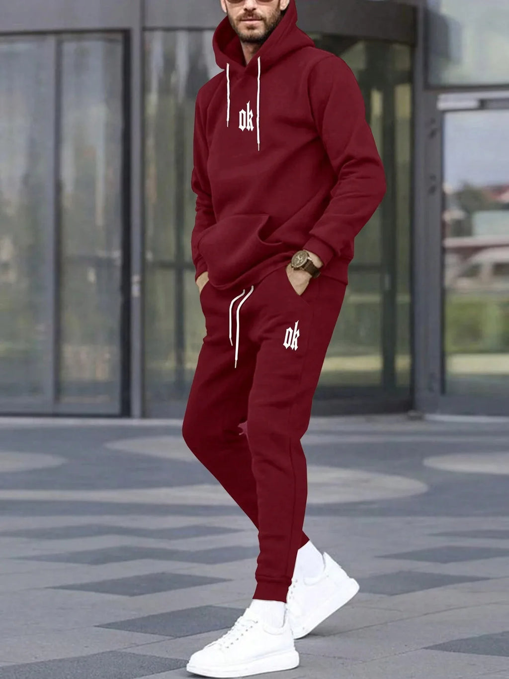 Men's Hooded Pullover and Sweatpants Two-Piece Set