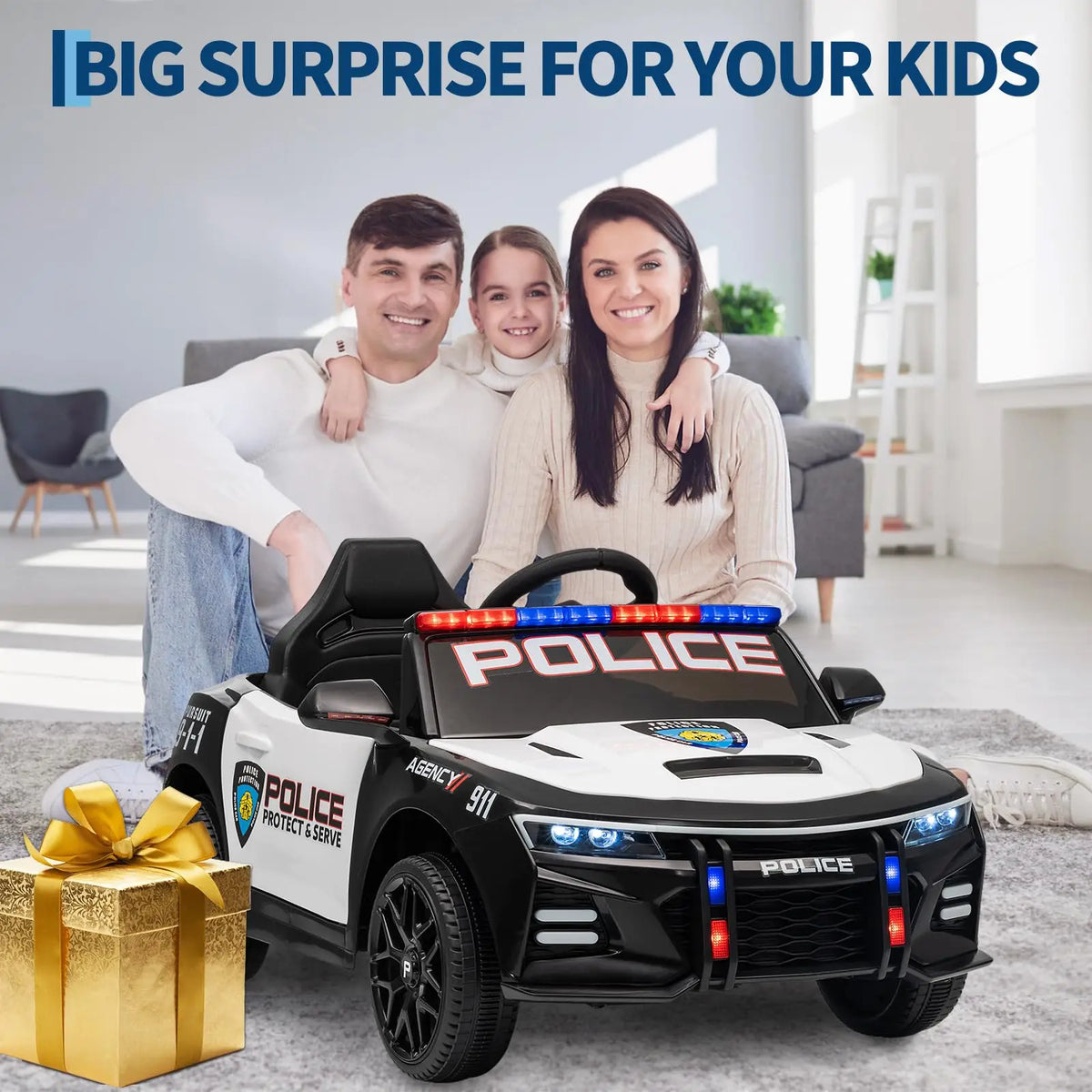 Kids 12V Electric Ride-On Patrol Car Toy with Remote Control
