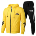 Men's Printed Hooded Two Piece Sweatshirt Set