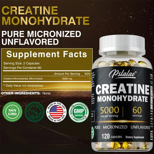 Creatine Monohydrate Muscle Strength Dietary Supplement Capsules