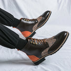 Men's Colorblock Lace-Up Combat Boots