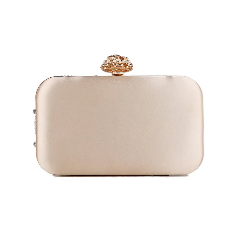 Women's Luxury Satin Flower Evening Clutch Bag