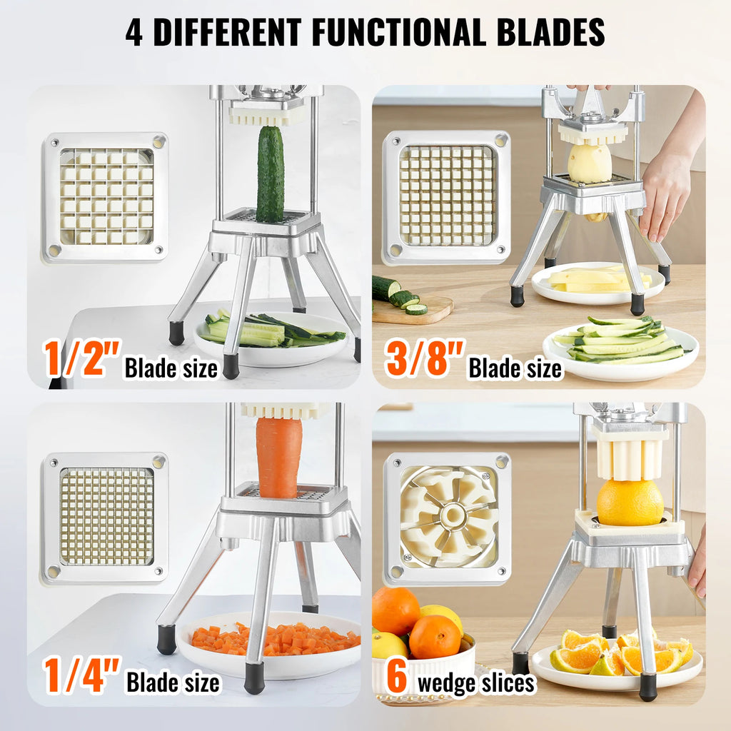Commercial Manual Vegetable and Fruit Dicer with 4 Blades and Tray
