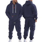 Men's Heavyweight Fleece-Lined Half-Zip Two Piece Tracksuit Set