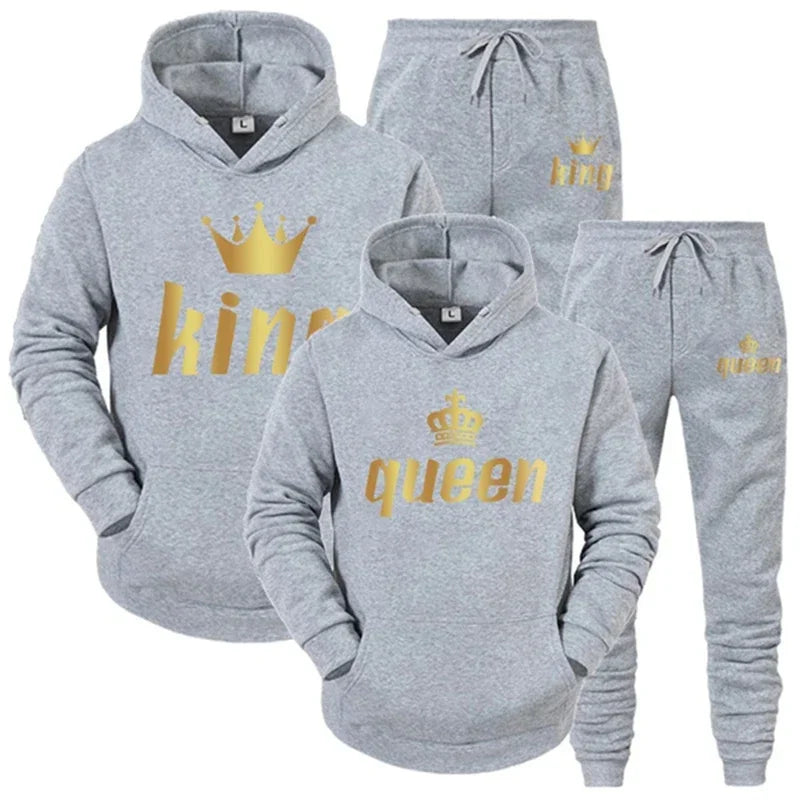 King & Queen Couple Hoodie and Jogger Pants Set