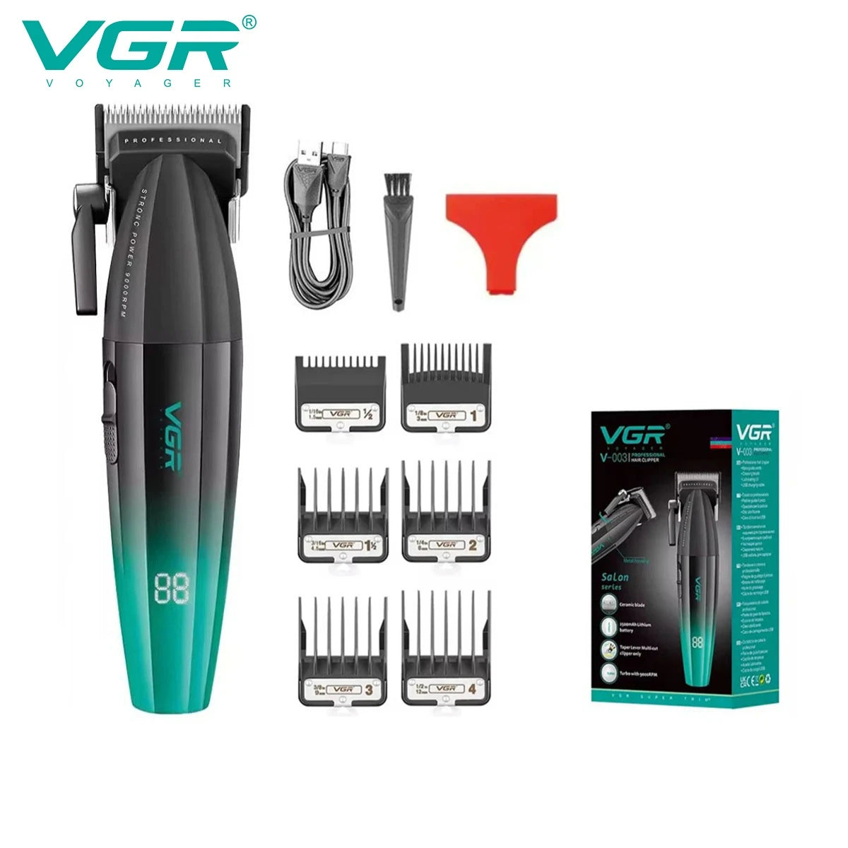 Men Professional Cordless Hair Clipper Rechargeable Trimmer Set