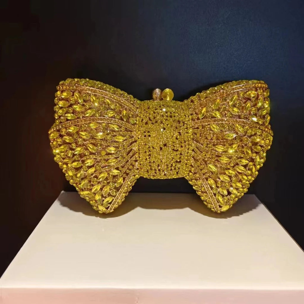 Women's Luxury Rhinestone Bow Wedding Evening Clutch Bag