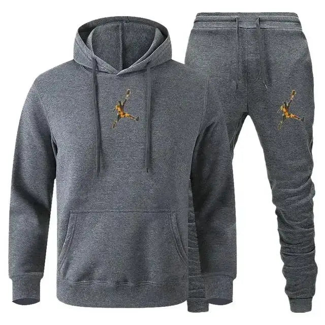 Men's Hooded Pullover and Jogger Pants Two-Piece Set