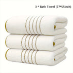 Soft Absorbent Polyester Bath Towel Set with Gold Accents