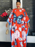 Women's African Traditional Dashiki Print Chiffon Maxi Dress