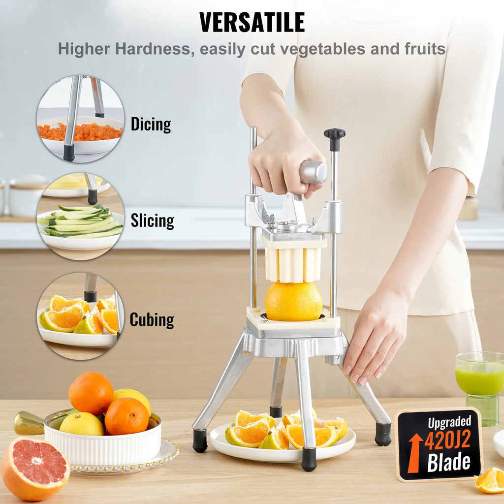 Commercial Manual Vegetable and Fruit Dicer with 4 Blades and Tray