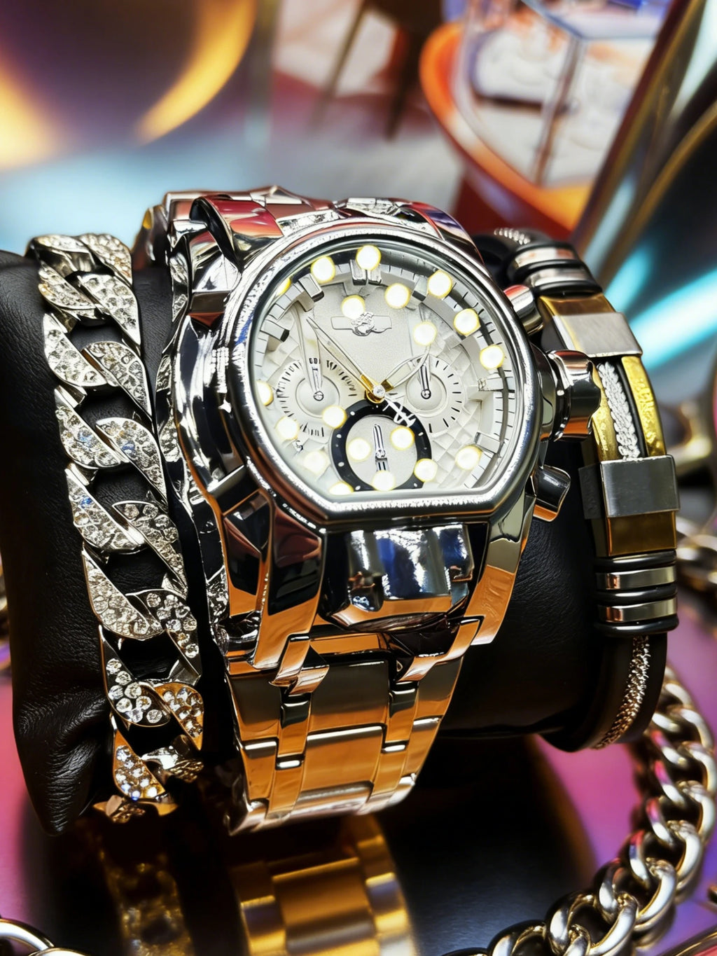 Men's Punk Large Dial Waterproof Luminous Quartz Watch