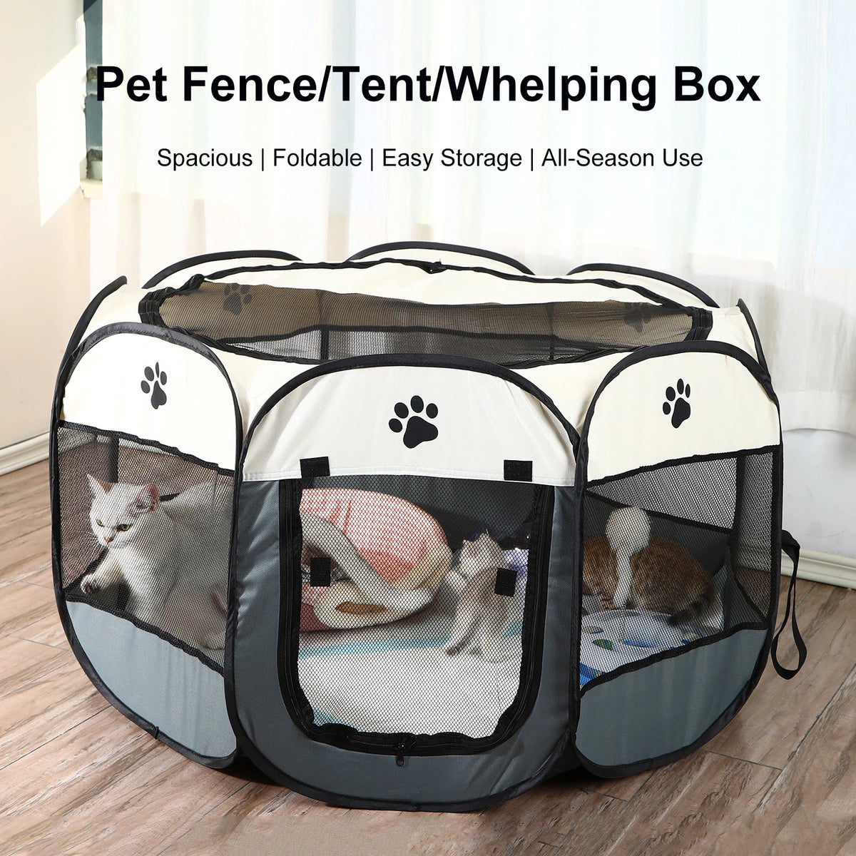 Foldable Oxford Cloth Pet Tent Playpen for Cats Dogs