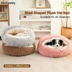 Shell-Shaped Plush Cat Bed for Small Dogs