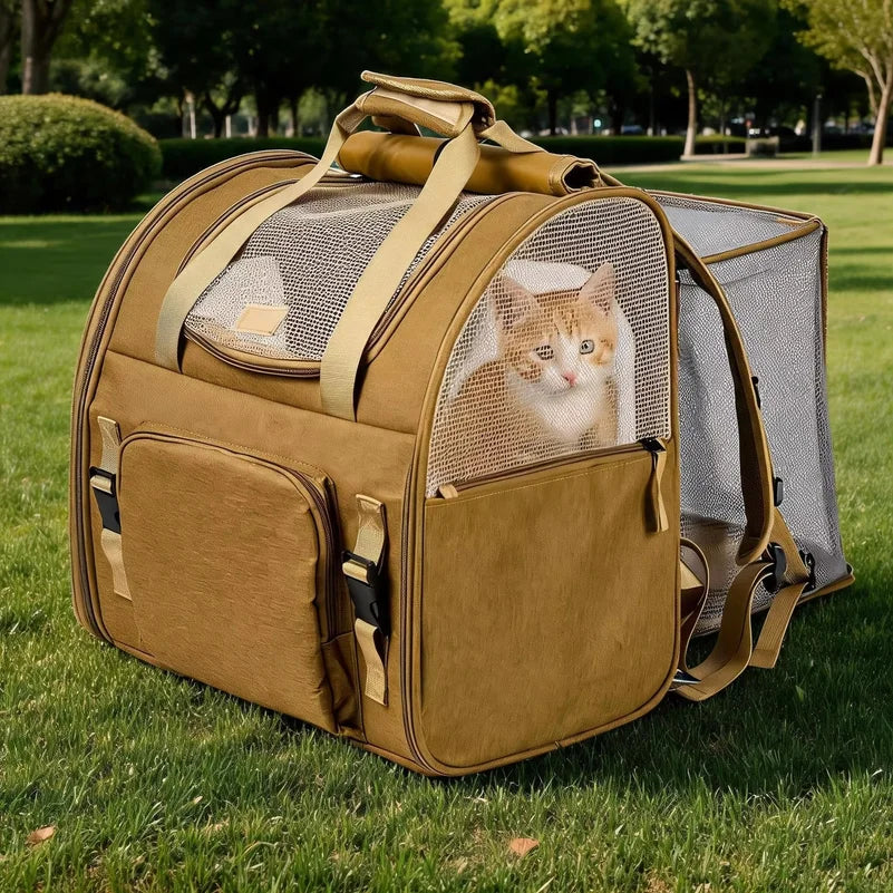 Expandable Mesh Travel Pet Carrier Backpack for Cats