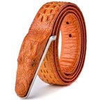 Men's Crocodile Pattern Leather Belt with Smooth Buckle