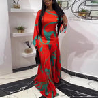 Women's Elegant Dashiki Long Sleeve Maxi Dress