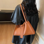 Women's Fashion Solid PU Leather Shoulder Tote Bag