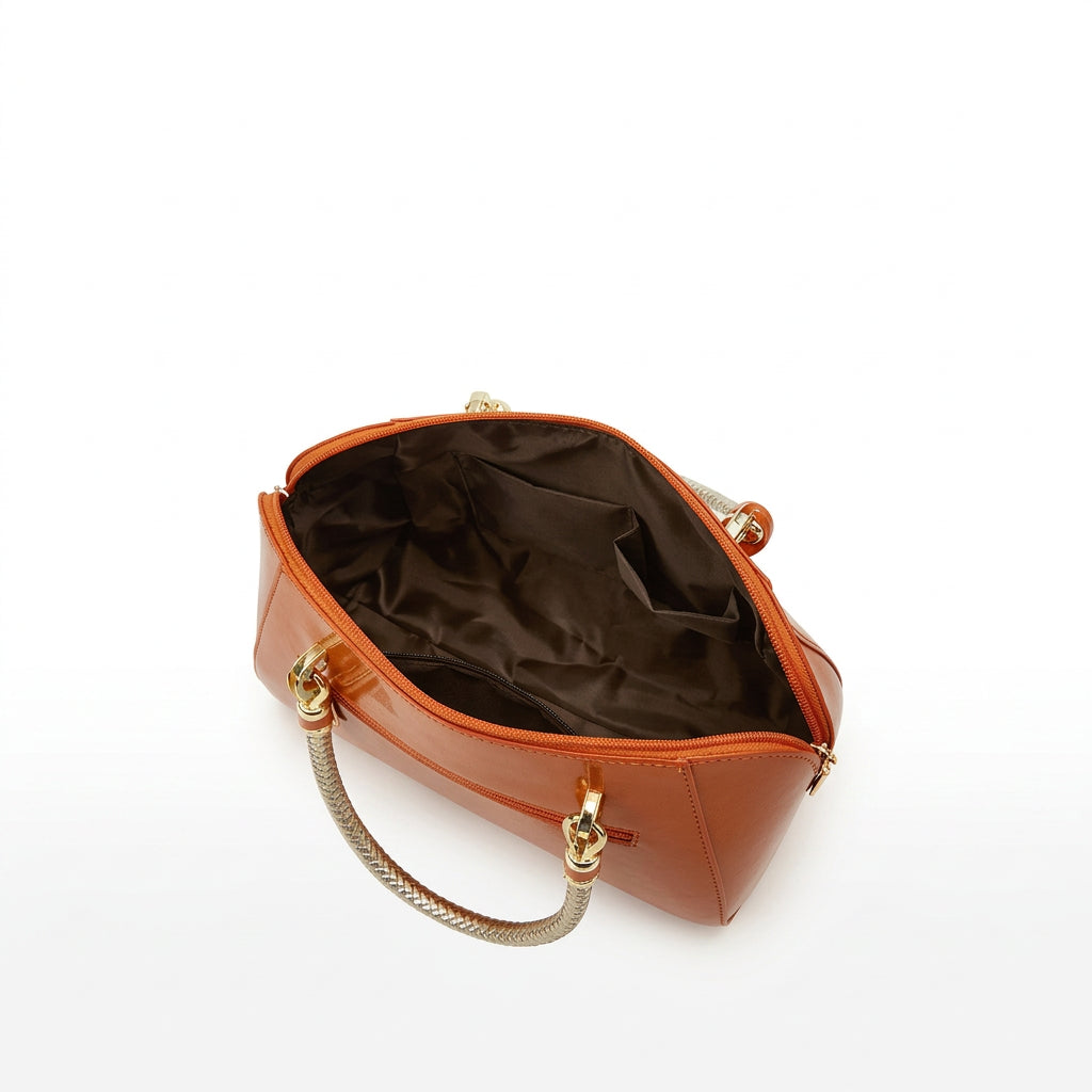 Women's Solid Color PU Leather Handbag Shoulder Tote Bag