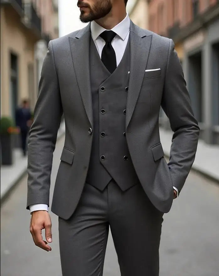 Men's Classic Slim Fit 3-Piece Suit Set
